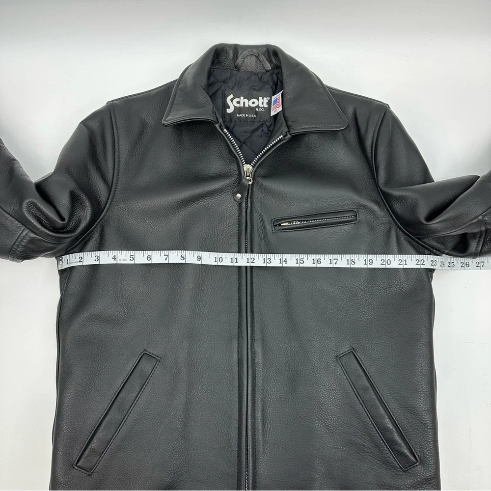 Schott NYC Black Leather Jacket Size 40/Medium - Made in USA - Picture 10 of 15
